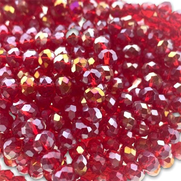 Facet rondel rood AB glans 6x4mm - 90 stuks-Kralen-Kraaltjes van Renate