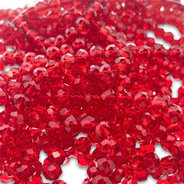 Facet rondel rood transparant 6x4mm - 90 stuks-Kralen-Kraaltjes van Renate