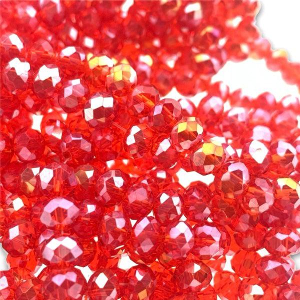 Facet rondel rood transparant AB glans 6x4mm - 90 stuks-Kralen-Kraaltjes van Renate