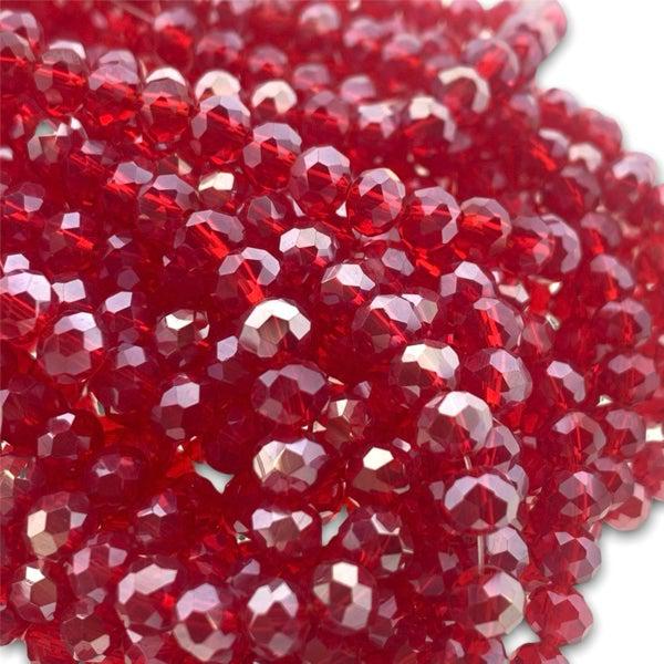 Facet rondel rood transparant glans 6x4mm - 90 stuks-Kralen-Kraaltjes van Renate