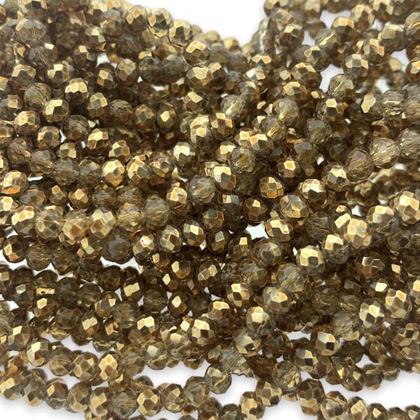 Facet rondel transparant brons 4x3mm - ±125 stuks-Kralen-Kraaltjes van Renate