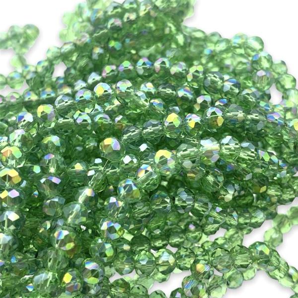 Facet rondel transparant groen AB 4x3mm - ±130 stuks-Kralen-Kraaltjes van Renate