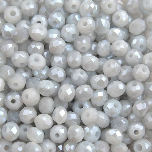 Facet rondel wit zilver grijs shine 4x3mm - 90 stuks-Kraaltjes van Renate