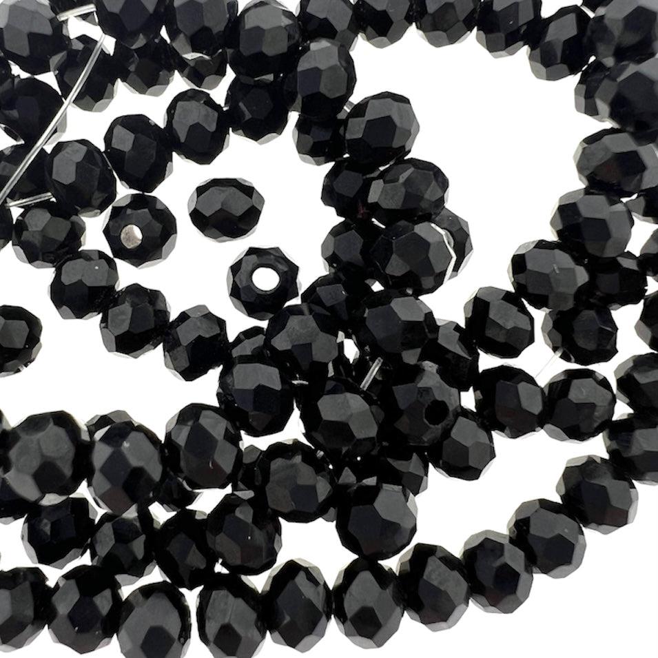 Facet rondel zwart 5mm - ±123 stuks-Kralen-Kraaltjes van Renate