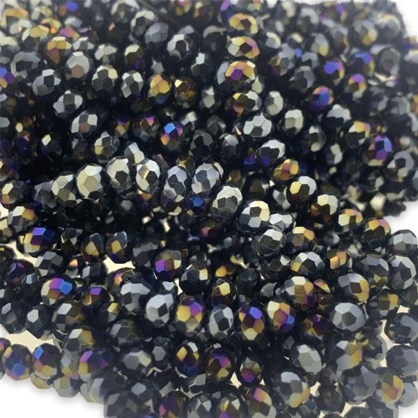 Facet rondel zwart AB 4x3mm - ±130 stuks-Kralen-Kraaltjes van Renate