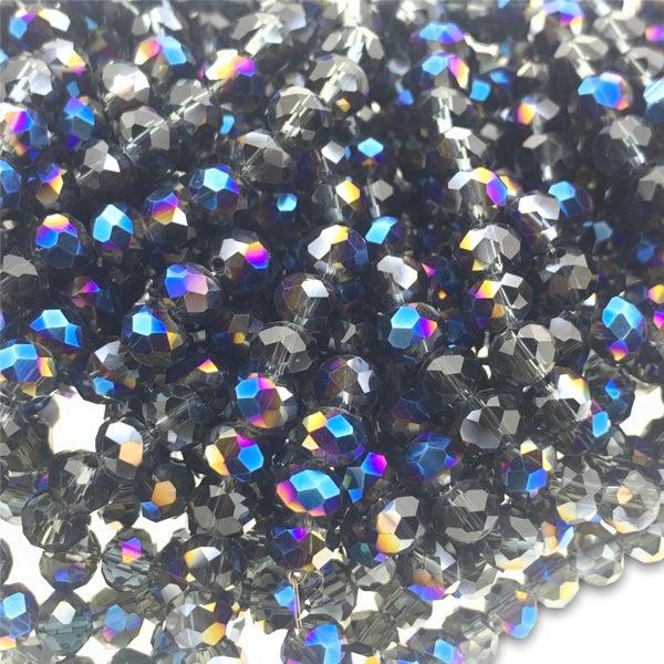 Facet rondel zwart AB glans 6x4mm - 90 stuks-Kralen-Kraaltjes van Renate