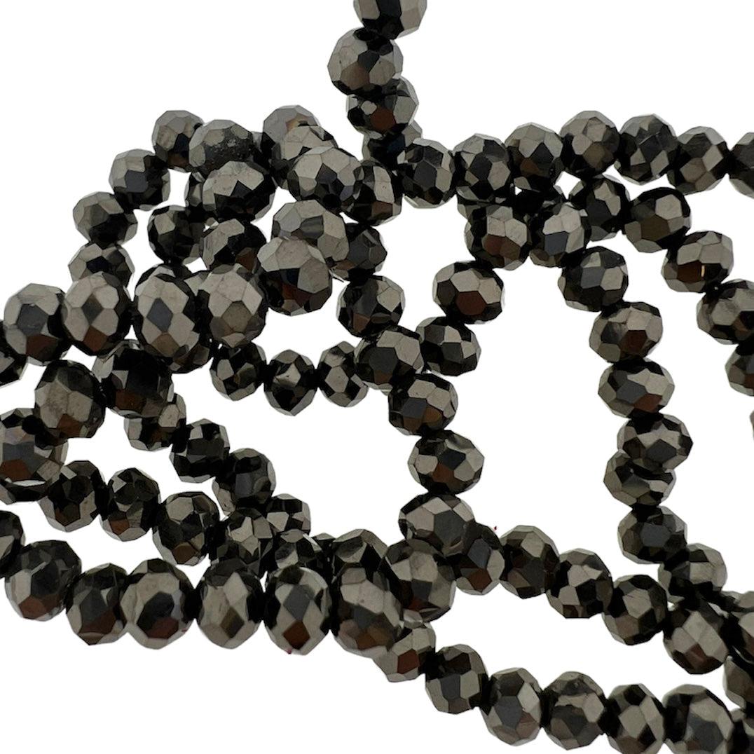 Facet rondel zwart plated 4x3mm - ±125 stuks-Kralen-Kraaltjes van Renate