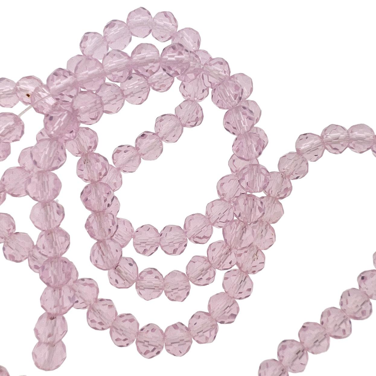 Facet rondelle crystal pink 4mm - ±125 stuks-Kralen-Kraaltjes van Renate
