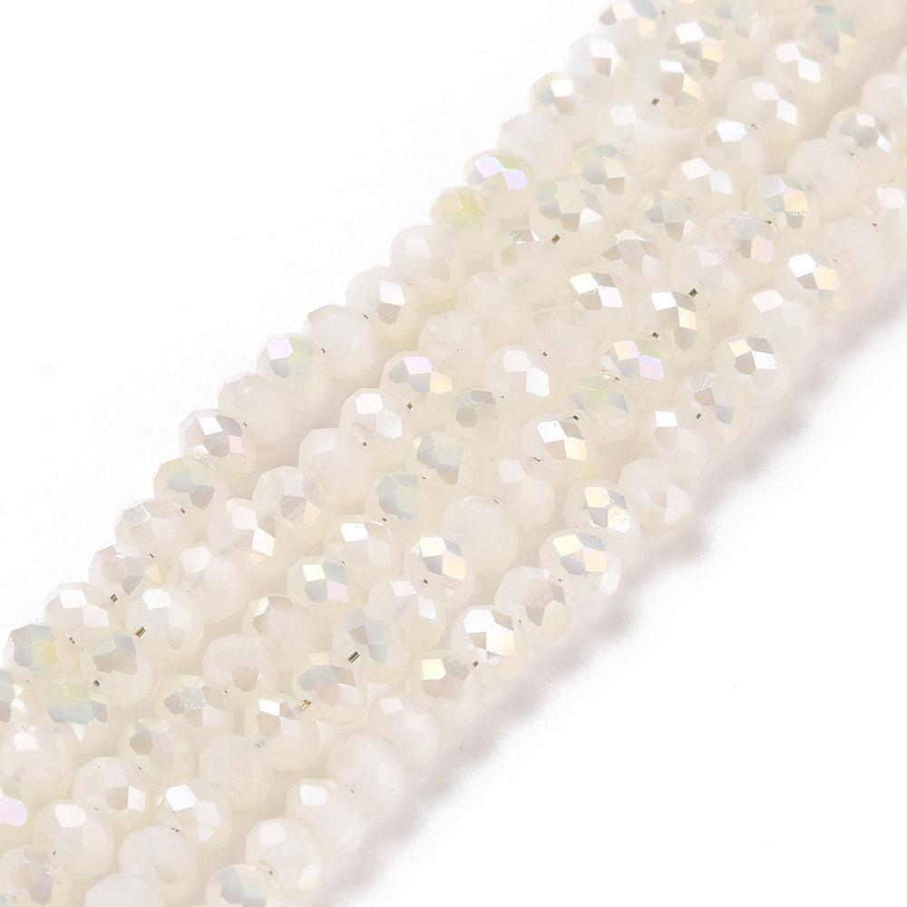 Facet rondelle half plated 3x2mm whitesmoke- per ±165 stuks-Kralen-Kraaltjes van Renate
