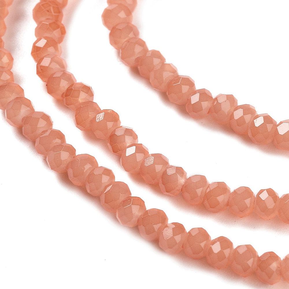 Facet rondelle light salmon 3x2mm- per ±158-Kralen-Kraaltjes van Renate