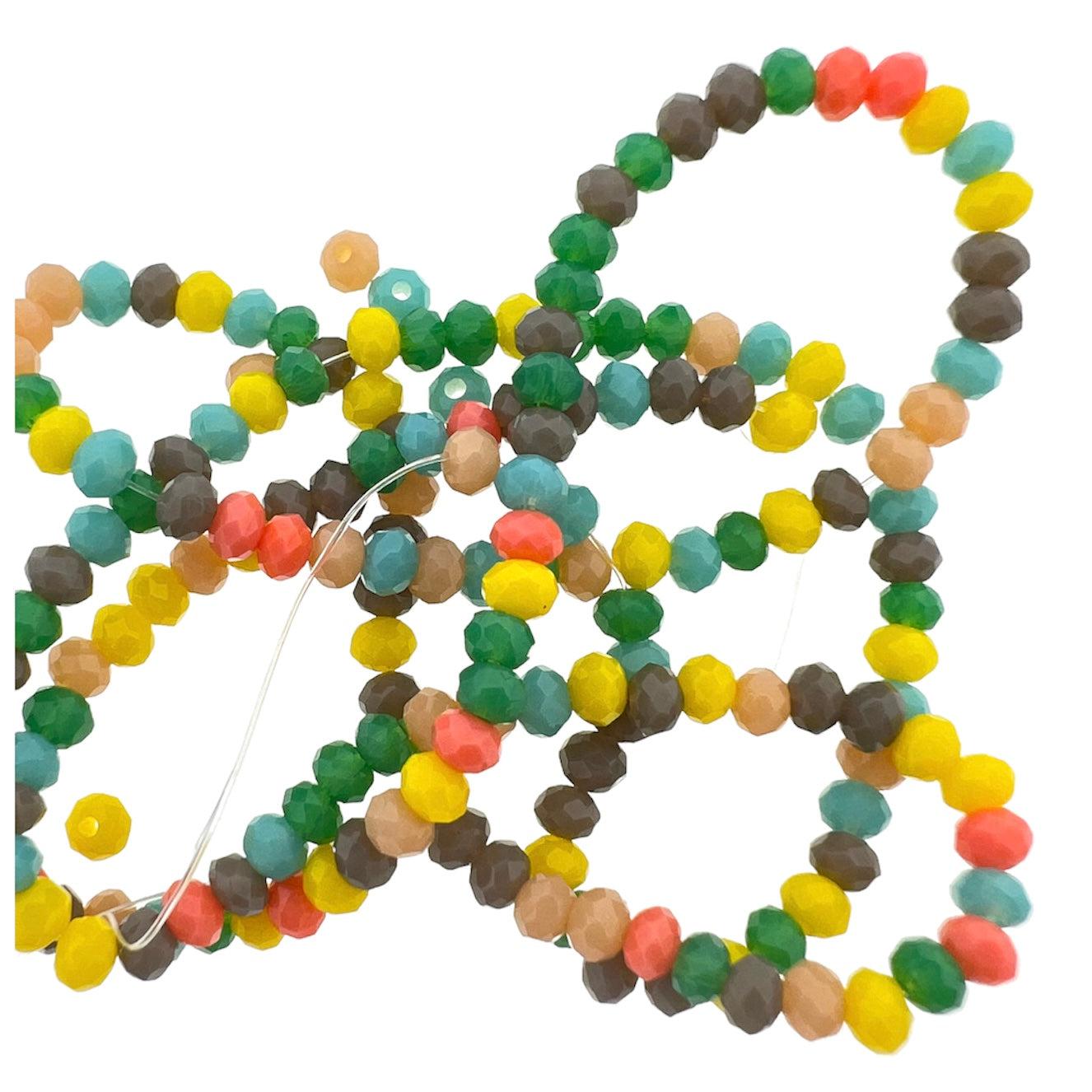 Facet rondelle mixed colors 3mm - ±185 stuks-Kralen-Kraaltjes van Renate