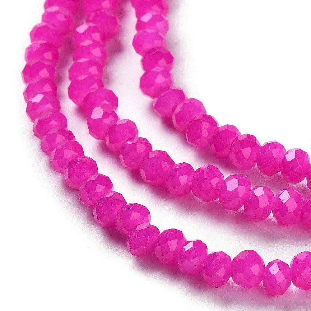 Facet rondelle neon roze 4x3mm- per ±115-Kralen-Kraaltjes van Renate