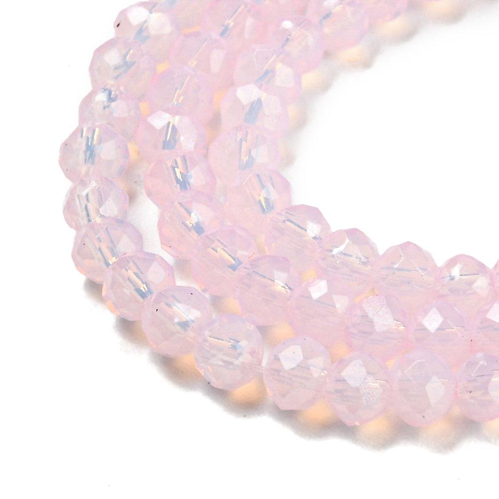 Facet rondelle pink 3,5x3mm- per 120 stuks-Kralen-Kraaltjes van Renate