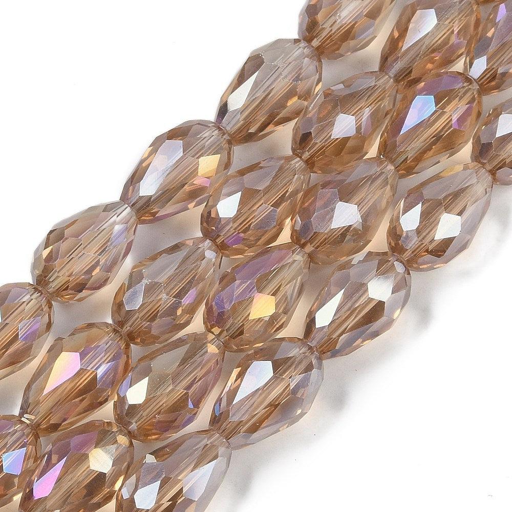 Facet teardrop electroplated AB plated camel 6x4mm - ±65 stuks-Kralen-Kraaltjes van Renate