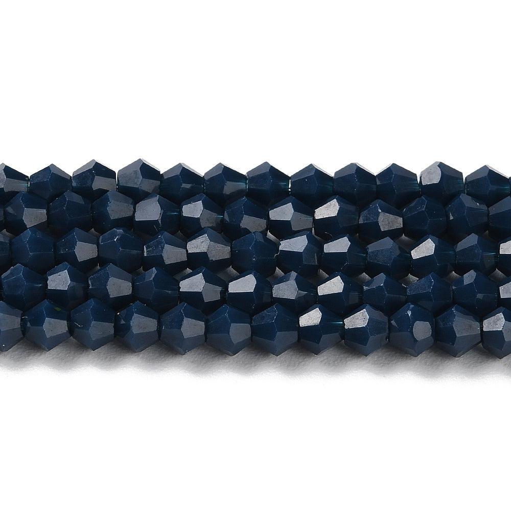 Facetkralen bicone prussian blue 4mm- per 80 stuks-bedels-Kraaltjes van Renate