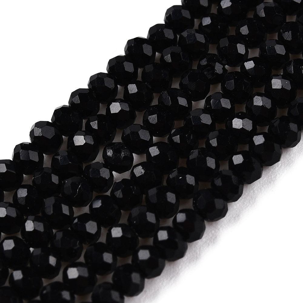 Facetkralen black rondelle 2,5x2mm- per 30cm-bedels-Kraaltjes van Renate