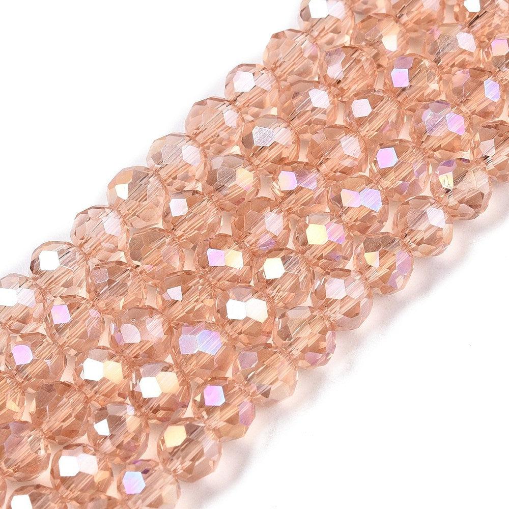 Facetkralen electroplated AB color misty rose 4x3mm - ±113 stuks-Kralen-Kraaltjes van Renate