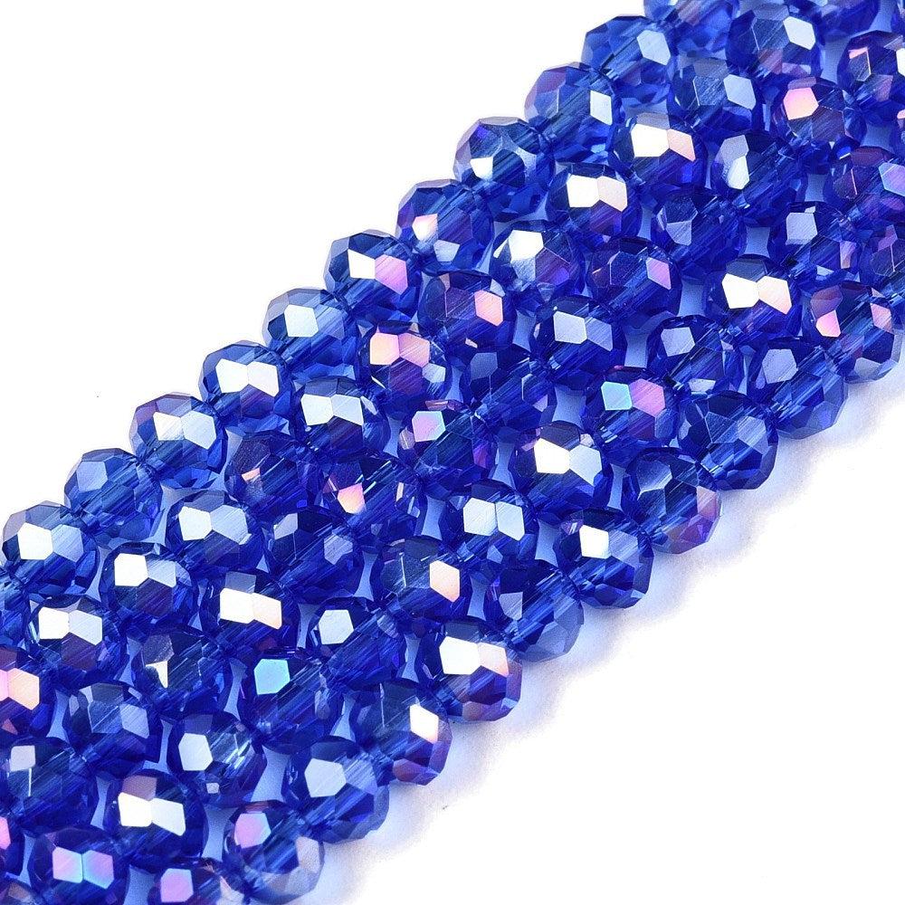 Facetkralen electroplated AB plated Blue 4x3mm - ±113 stuks-Kralen-Kraaltjes van Renate