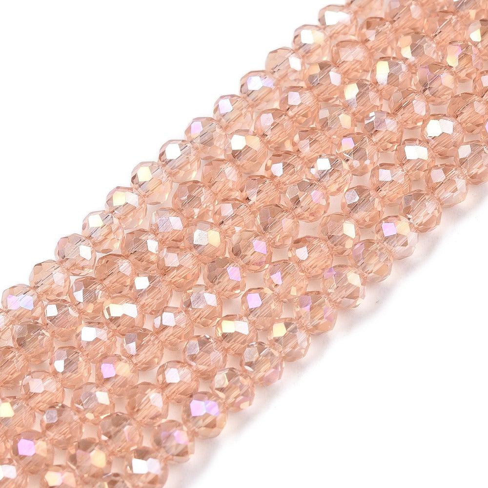 Facetkralen electroplated AB plated Misty Rose 3x2mm - ±148 stuks-Kralen-Kraaltjes van Renate