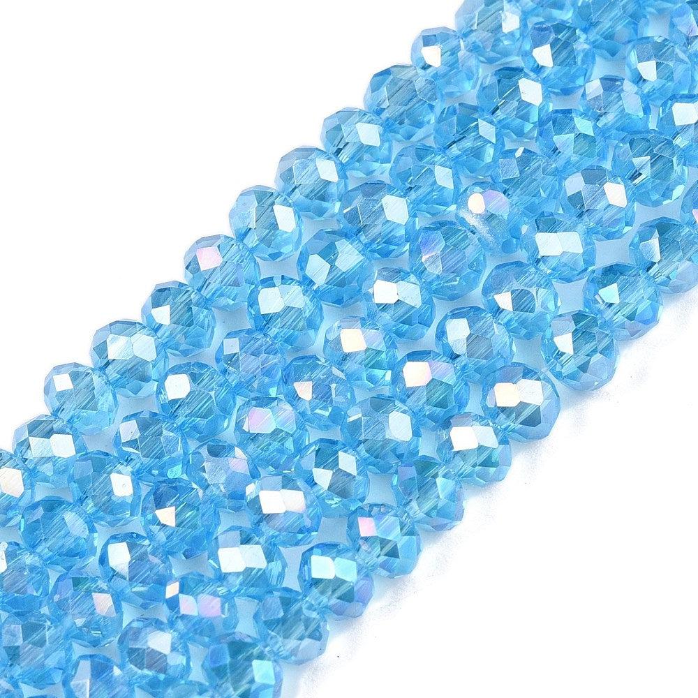 Facetkralen electroplated AB plated blue 4x3mm- ±113 stuks-Kralen-Kraaltjes van Renate
