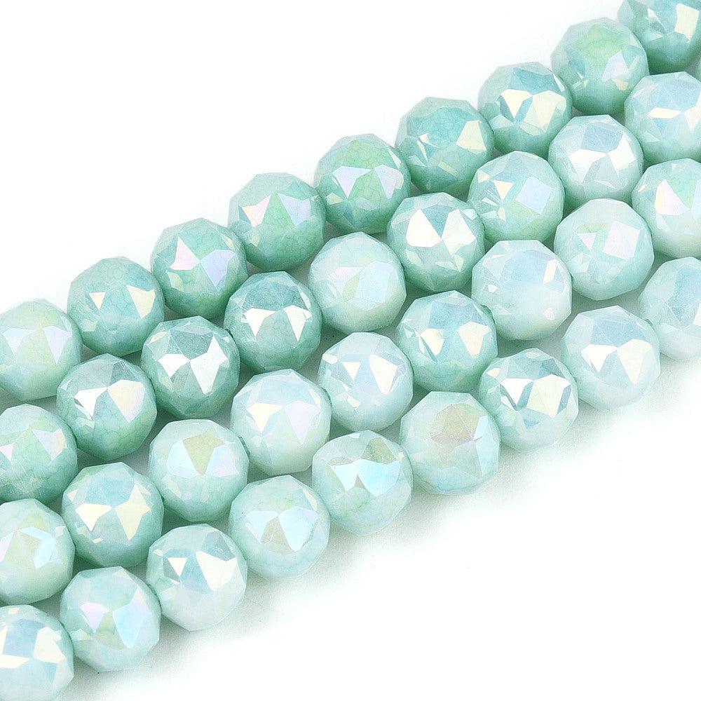 Facetkralen electroplated cyan AB 5,5mm - ±16 stuks-Kralen-Kraaltjes van Renate