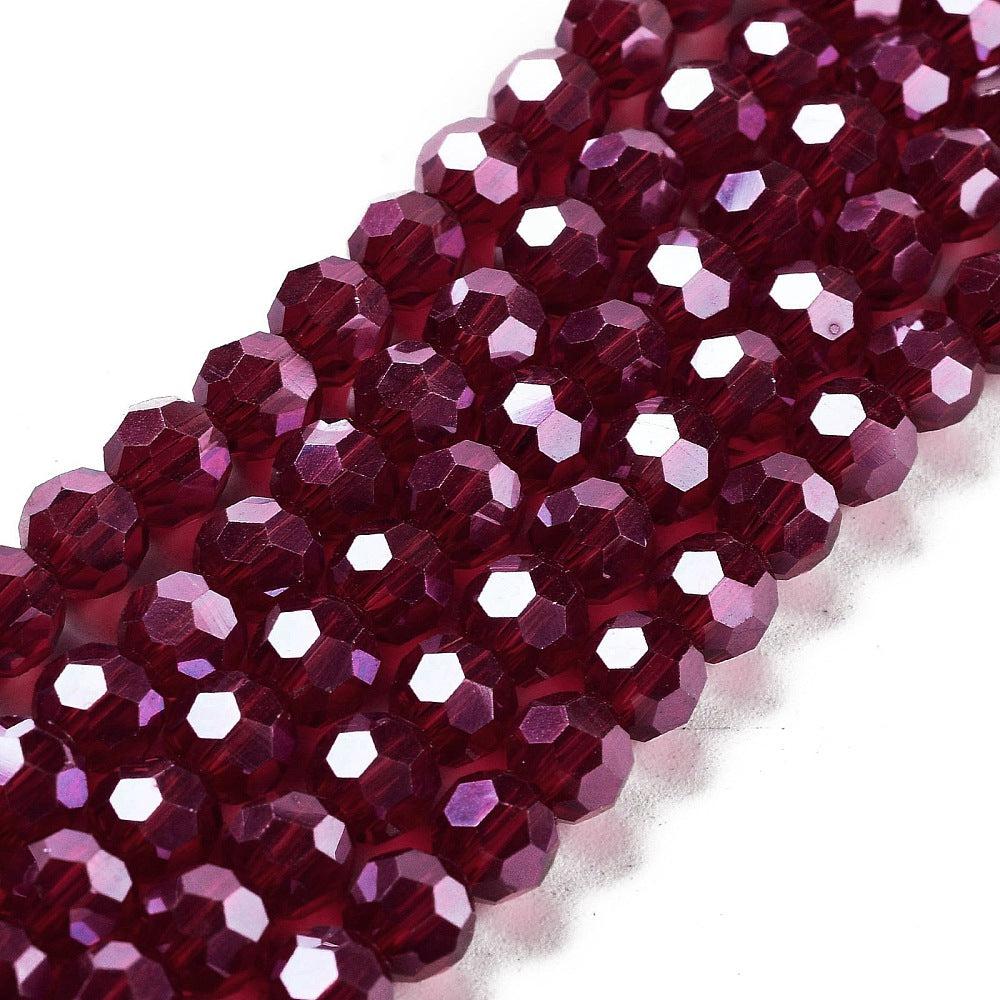 Facetkralen electroplated luster plated dark red 6mm - ±100 stuks-Kralen-Kraaltjes van Renate