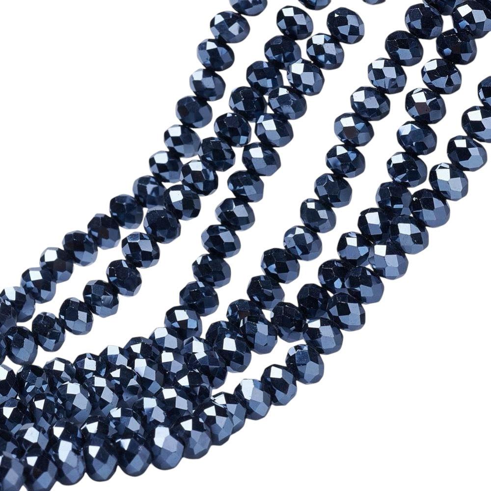 Facetkralen electroplated luster plated darkblue 8x6mm- ±65 stuks-Kralen-Kraaltjes van Renate
