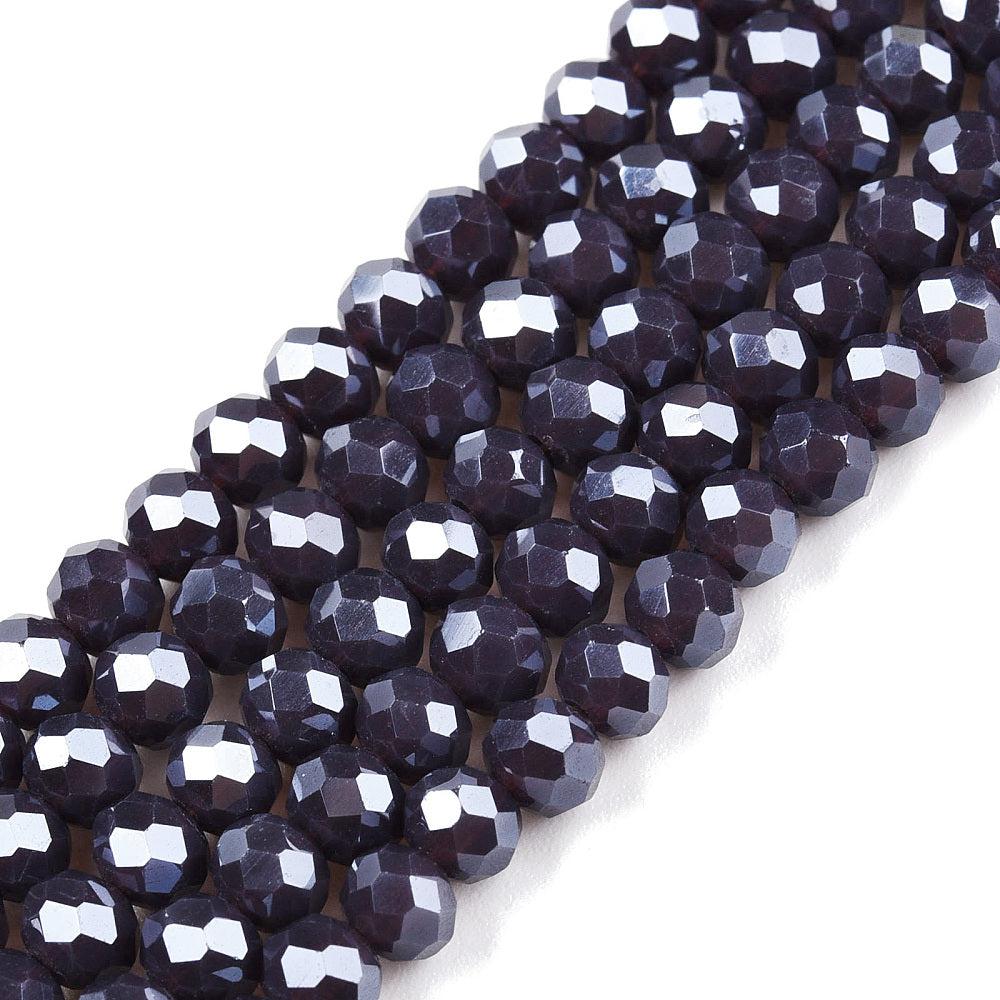 Facetkralen electroplated pearl luster 4x3mm darkblue - ±113 stuks-Kralen-Kraaltjes van Renate