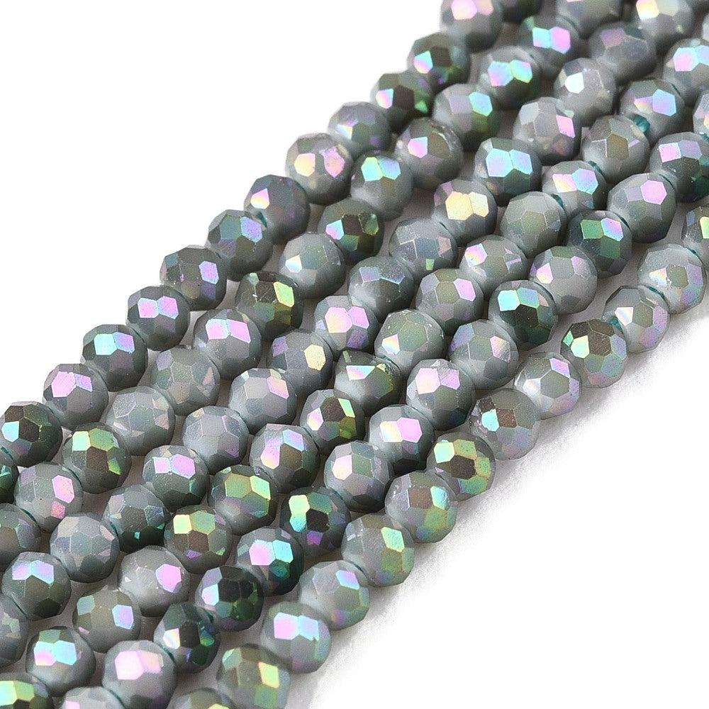 Facetkralen electroplated pearl luster plated Dark Sea Green 2,5x2mm - ±154 stuks-Kralen-Kraaltjes van Renate