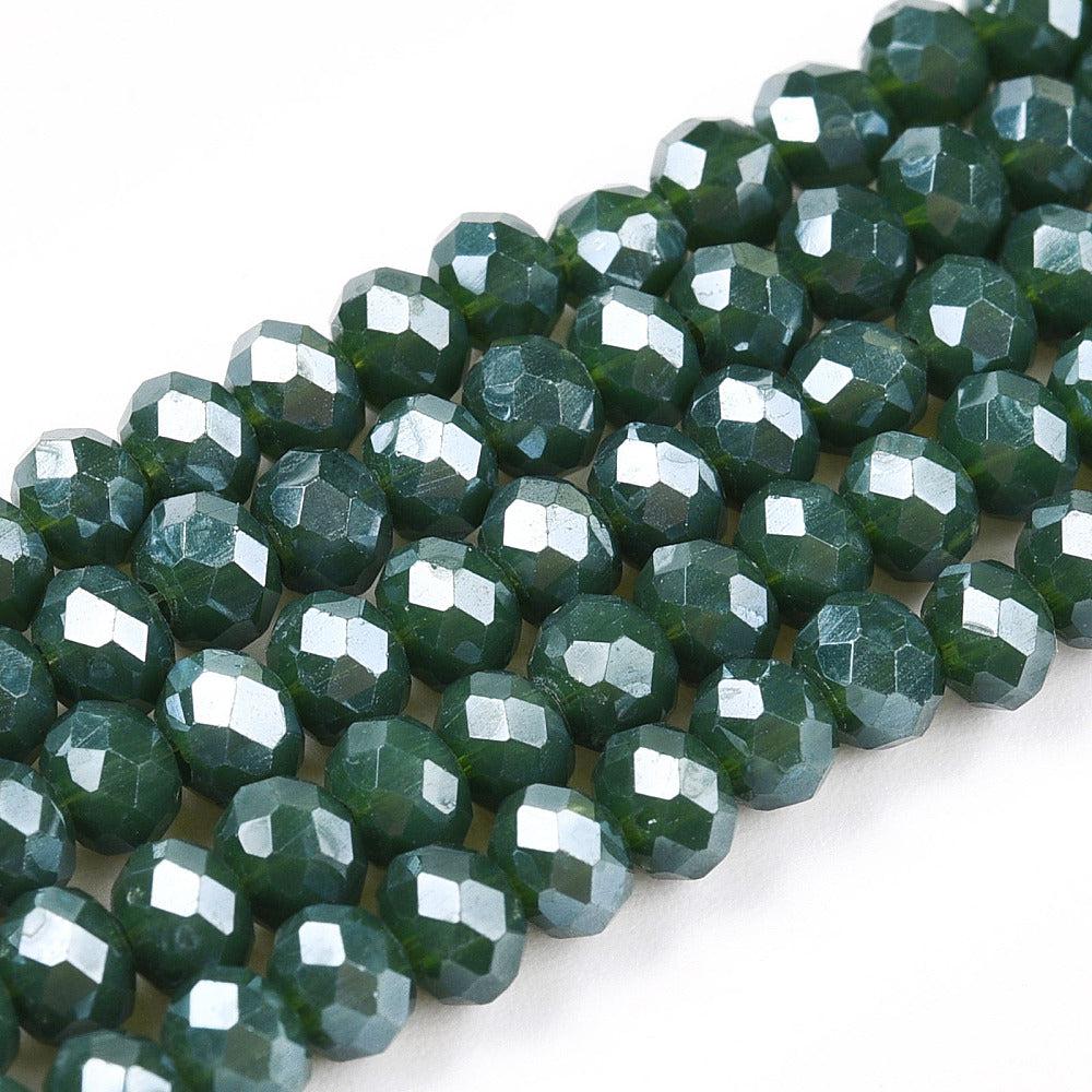 Facetkralen electroplated pearl luster plated dark green 4x3mm - ±113 stuks-Kralen-Kraaltjes van Renate