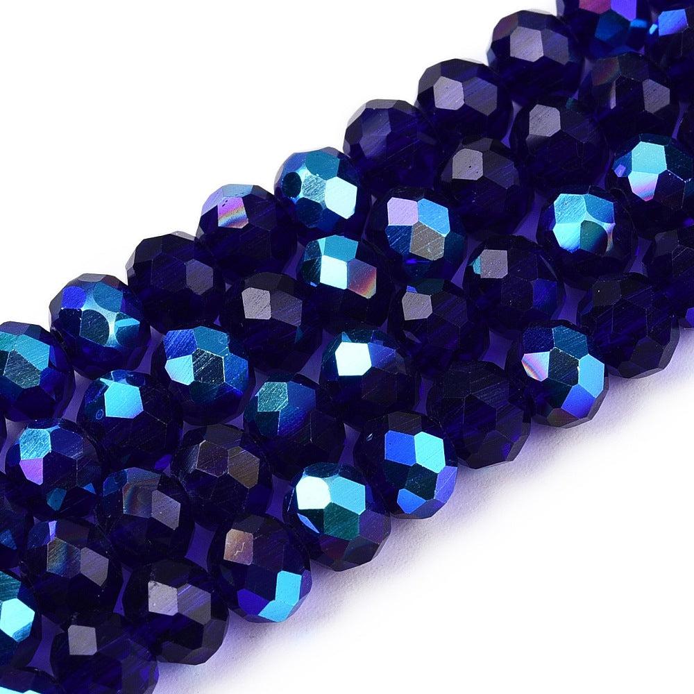 Facetkralen electroplated rainbow plated blue 6x5mm - ±85 stuks-Kralen-Kraaltjes van Renate