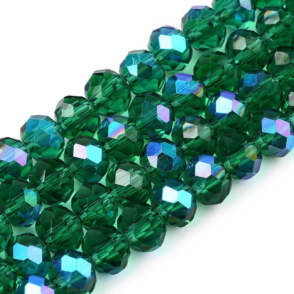 Facetkralen electroplated rainbow plated green 6x5mm - ±84 stuks-Kralen-Kraaltjes van Renate