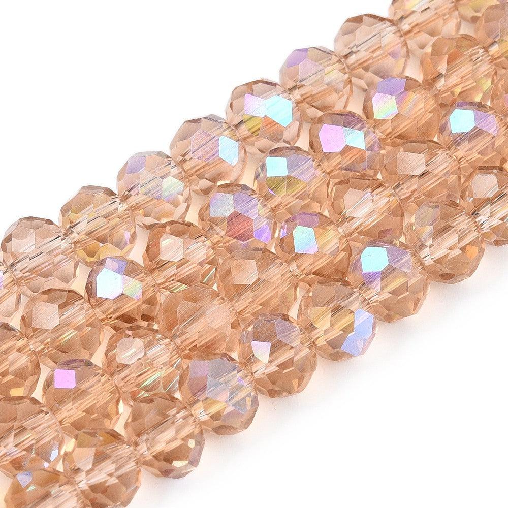 Facetkralen electroplated rainbow plated peach 6x5mm- ±84 stuks-Kralen-Kraaltjes van Renate