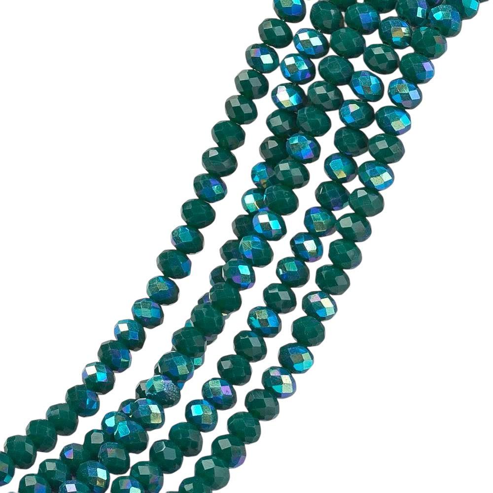 Facetkralen electroplated rainbow plated teal 4x3mm- ±113 stuks-Kralen-Kraaltjes van Renate