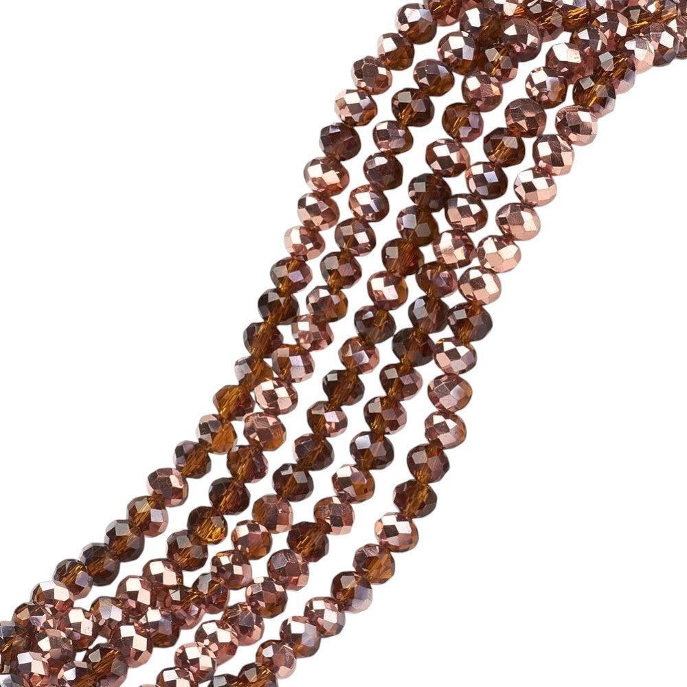 Facetkralen electroplated rondelle sienna 4x3mm- ±145 stuks-Kralen-Kraaltjes van Renate