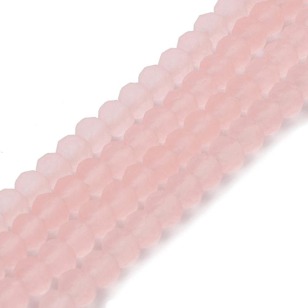 Facetkralen frosted roze 8mm- per ±63 stuks-Kralen-Kraaltjes van Renate