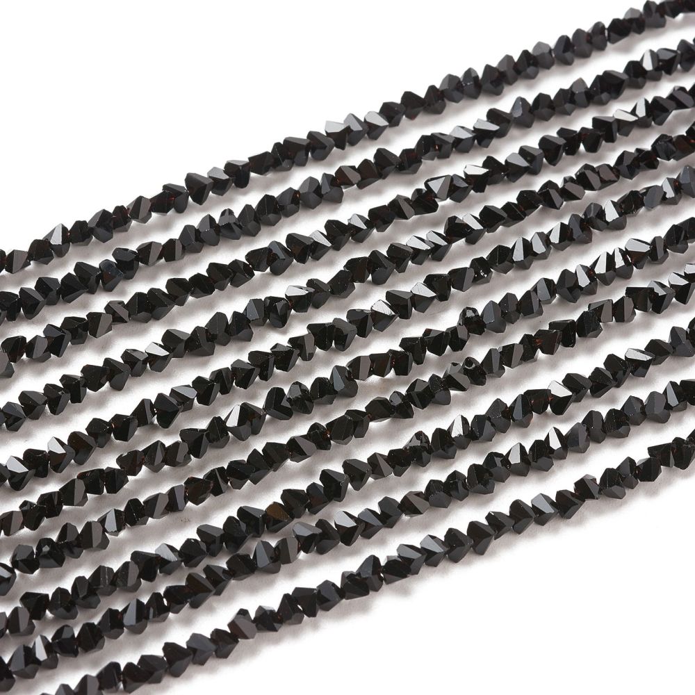 Facetkralen polygon black 2,5mm- per 17cm-bedels-Kraaltjes van Renate