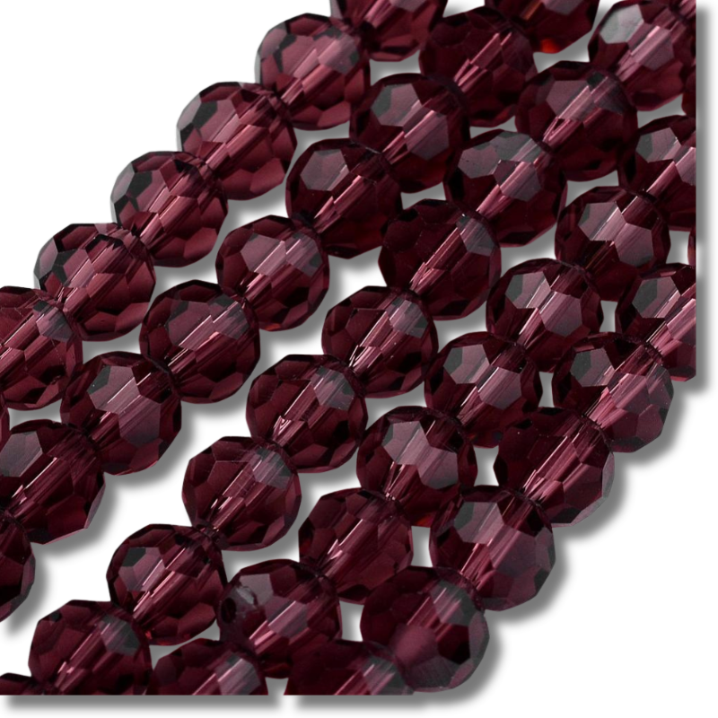 Facetkralen rondel Bordeaux rood 8mm - ±65 stuks-Kralen-Kraaltjes van Renate