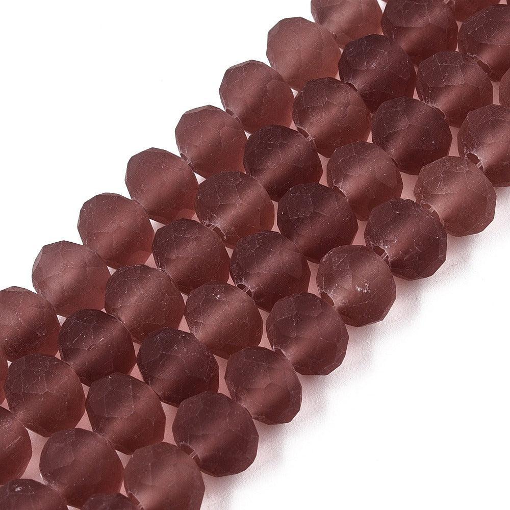 Facetkralen rondelle Coconut Brown 8mm - ±60 stuks-Kralen-Kraaltjes van Renate