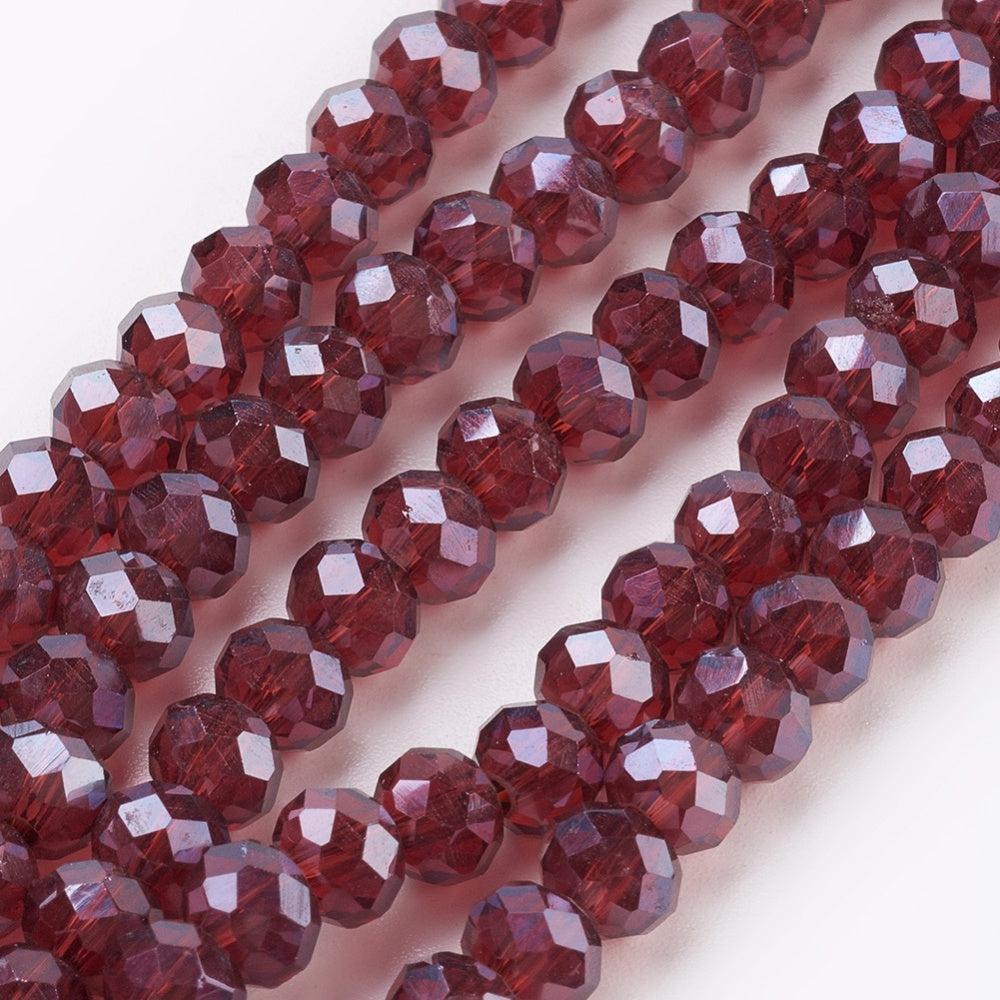 Facetkralen rondelle Dark Red 6x4mm - ±80 stuks-Kralen-Kraaltjes van Renate