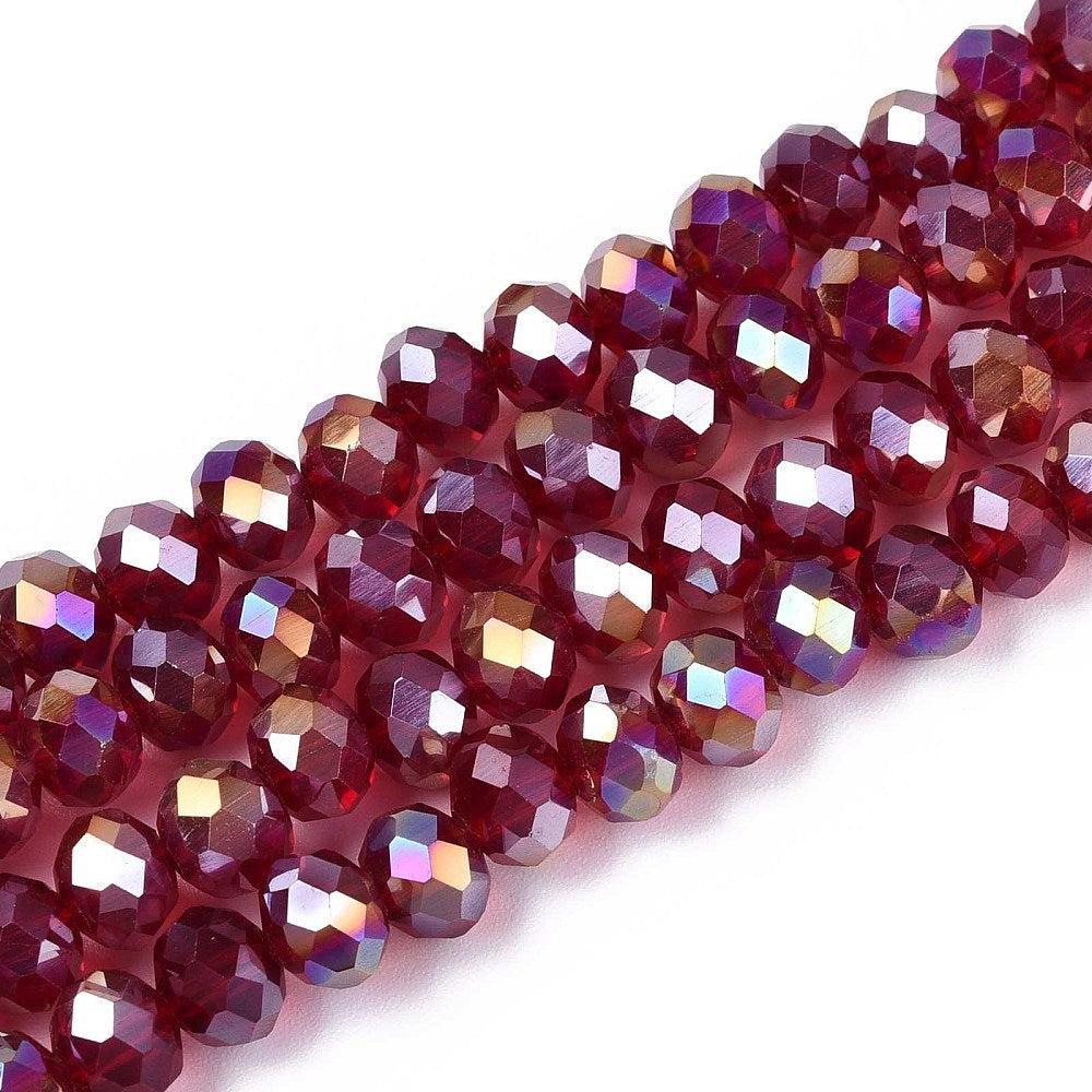 Facetkralen rondelle Donker rood 6x4mm - ±80 stuks-Kralen-Kraaltjes van Renate