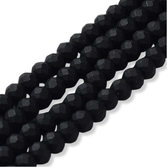 Facetkralen rondel Frosted Zwart 4x3mm - ±100 stuks-Kralen-Kraaltjes van Renate