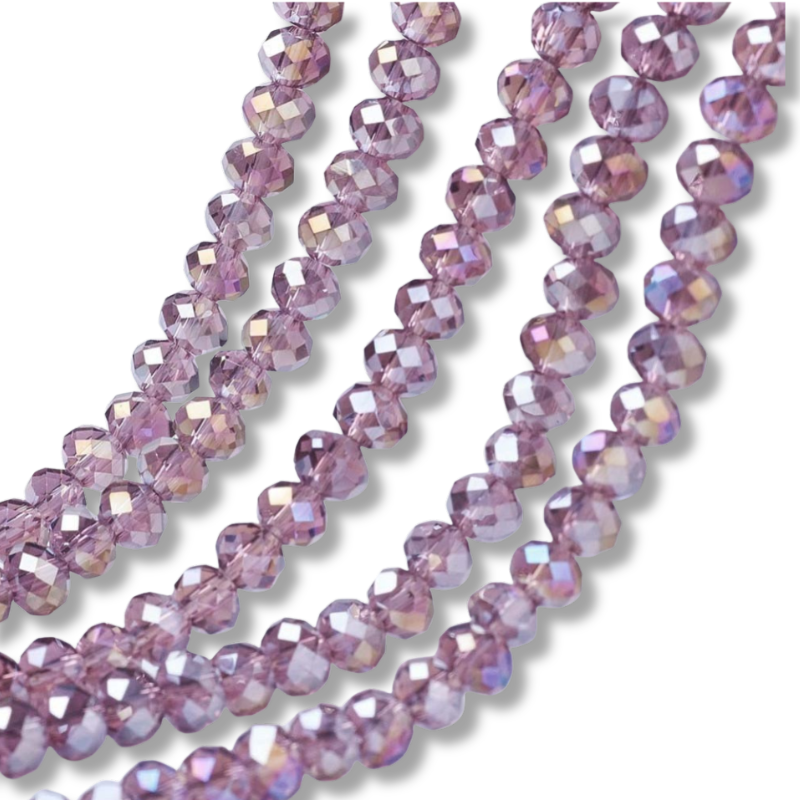 Facetkralen rondelle Licht paars 6x5mm - ±80 stuks-Kralen-Kraaltjes van Renate