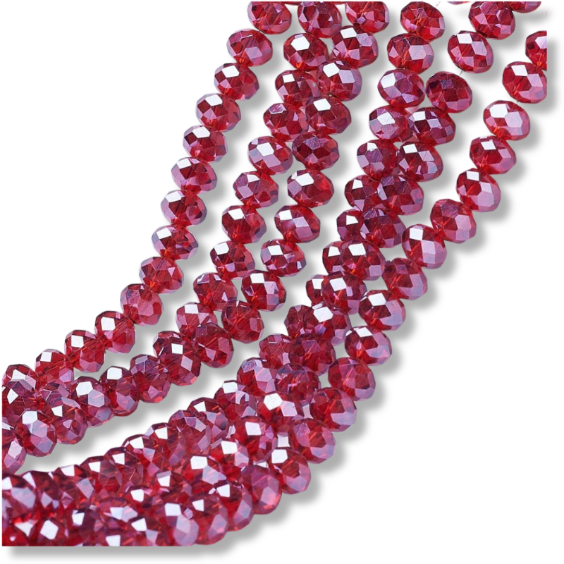 Facetkralen rondelle Donker roze 8x6mm - ±60 stuks-Kralen-Kraaltjes van Renate