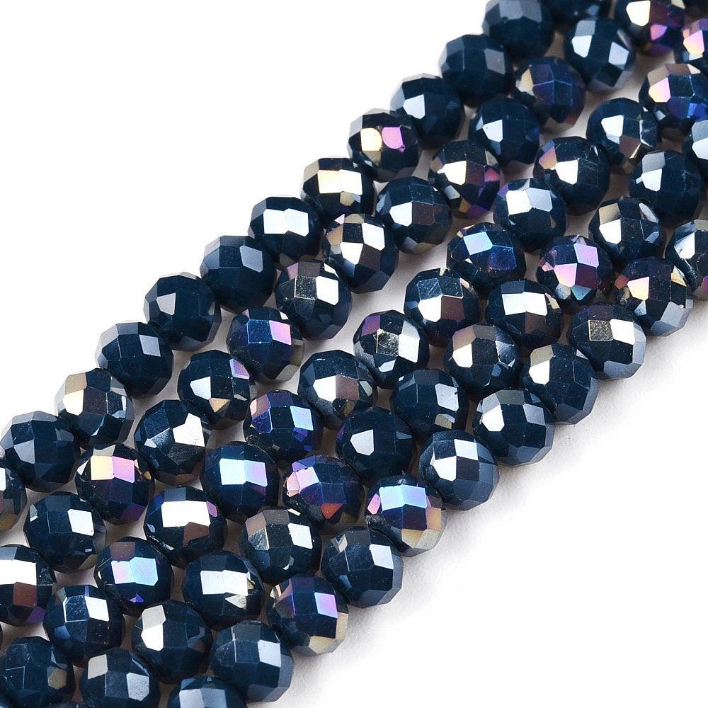 Facetkralen rondelle Steel blue 6x5mm - ±80 stuks-Kralen-Kraaltjes van Renate