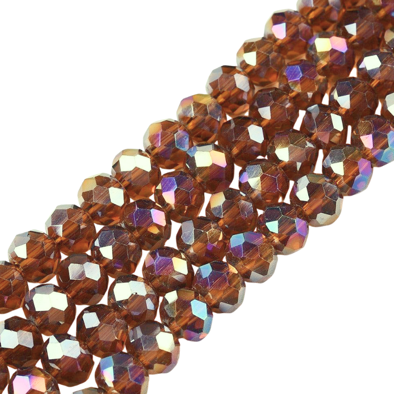 Facetkralen rondel saddle brown 6x5mm - ±80 stuks-Kralen-Kraaltjes van Renate