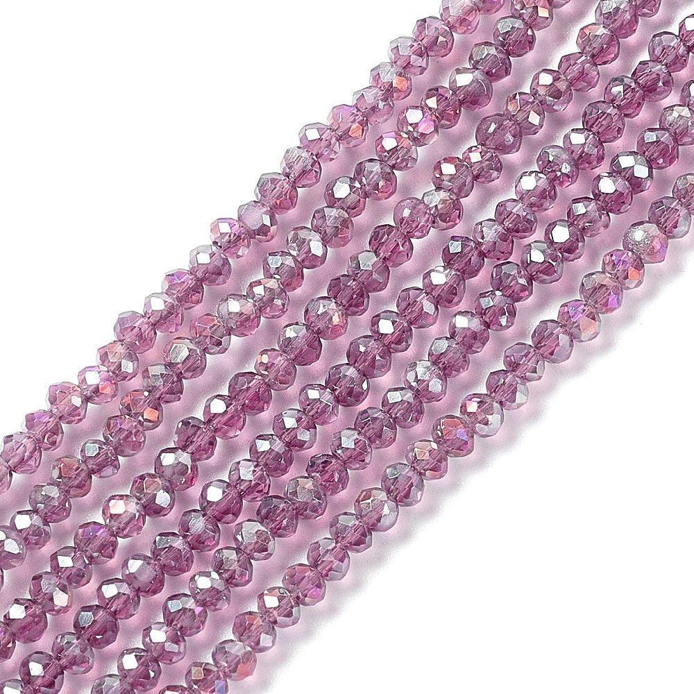 Facetkralen rondelle Lila 3x2mm - ±130 stuks-Kralen-Kraaltjes van Renate