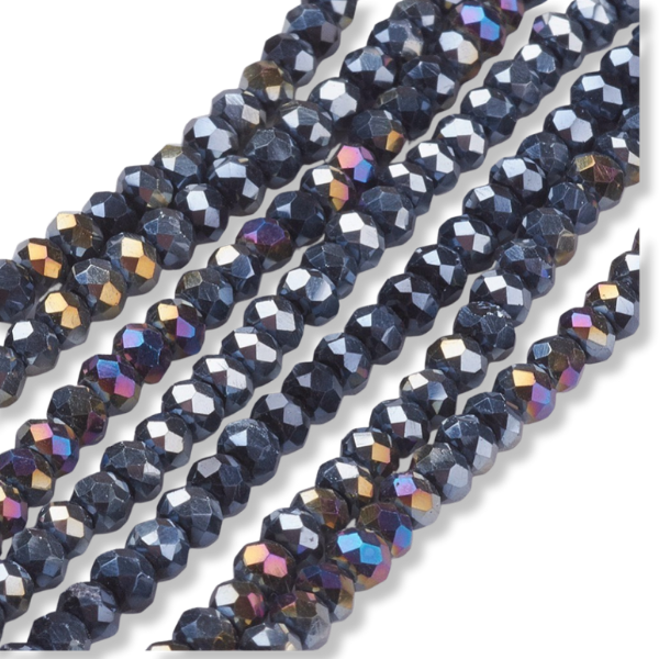 Facetkralen rondelle Zwart AB 3x2mm - ±100 stuks-Kralen-Kraaltjes van Renate