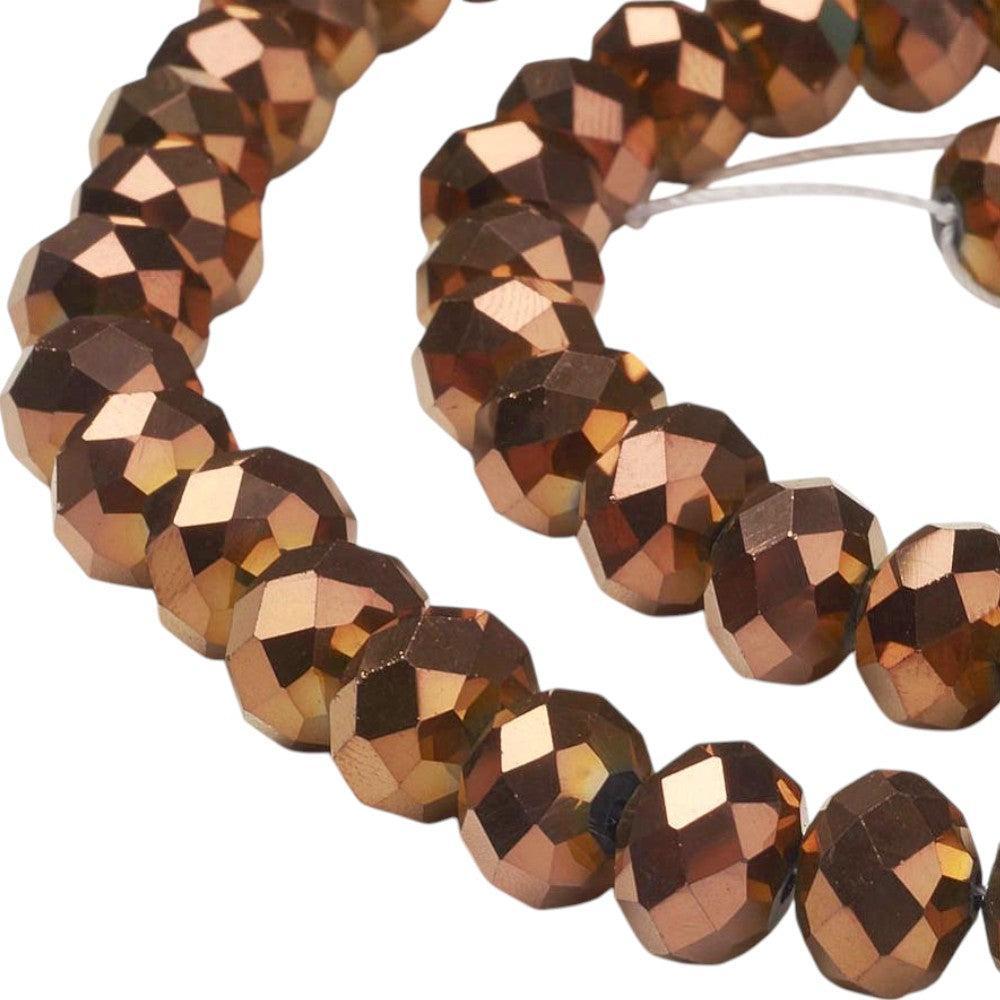 Facetkralen rondelle electroplated copper 10mm - ±60 stuks-Kralen-Kraaltjes van Renate