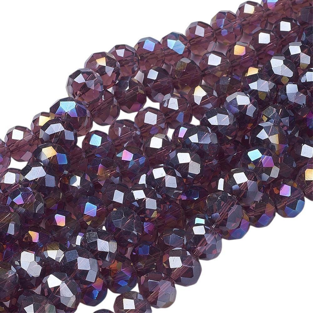 Facetkralen rondelle electroplated rainbow purple 10mm - ±60 stuks-Kralen-Kraaltjes van Renate
